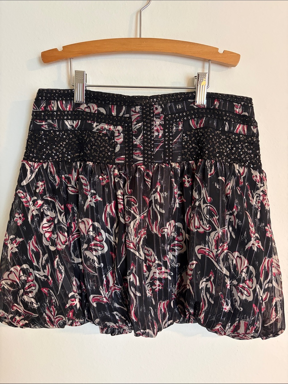 Zara Black Bubble-Hem Skirt with Sequin Detail